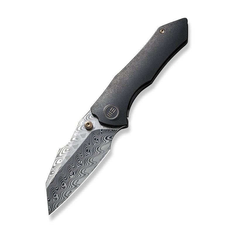 WEKNIFE High-Fin Thumb Stud Knife Titanium Handle (2.98" Damasteel Blade) WE22005-DS1