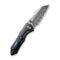 WEKNIFE High-Fin Thumb Stud Knife Titanium Handle (2.98" Damasteel Blade) WE22005-DS1