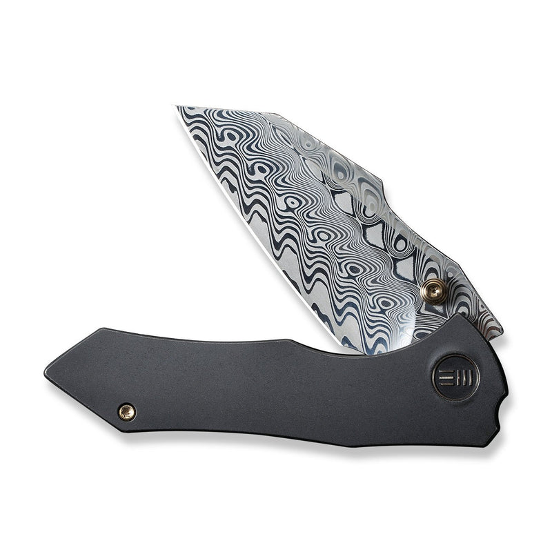 WEKNIFE High-Fin Thumb Stud Knife Titanium Handle (2.98" Damasteel Blade) WE22005-DS1