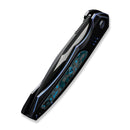 WEKNIFE Hyperactive Flipper Knife Blue / Black Titanium Handle With Arctic Storm Fat Carbon Fiber Inlay (3.8" Black Stonewashed Vanax Blade, Satin Flat) WE23030-3