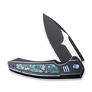 WEKNIFE Hyperactive Flipper Knife Blue / Black Titanium Handle With Arctic Storm Fat Carbon Fiber Inlay (3.8" Black Stonewashed Vanax Blade, Satin Flat) WE23030-3