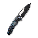 WEKNIFE Hyperactive Flipper Knife Blue / Black Titanium Handle With Arctic Storm Fat Carbon Fiber Inlay (3.8" Black Stonewashed Vanax Blade, Satin Flat) WE23030-3