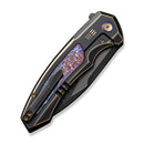 WEKNIFE Hyperactive Flipper Knife Bronze / Black Titanium Handle With Flamed Titanium Inlay (3.8" Black Stonewashed Bevels, Black Brushed Flats Vanax Blade) WE23030-4