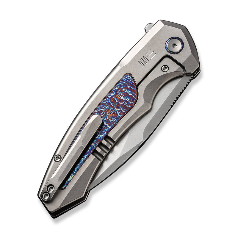WEKNIFE Hyperactive Flipper Knife Polished Bead Blasted Titanium Handle With Flamed Titanium Inlay (3.8" Polished Bead Blasted Vanax Blade) WE23030-1