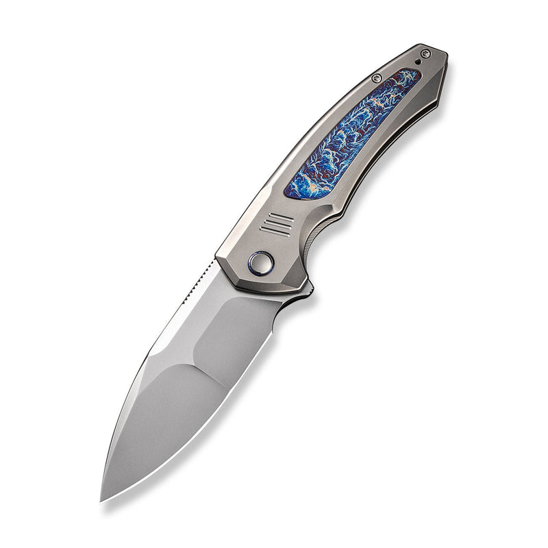 WEKNIFE Hyperactive Flipper Knife Polished Bead Blasted Titanium Handle With Flamed Titanium Inlay (3.8" Polished Bead Blasted Vanax Blade) WE23030-1