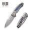 WEKNIFE Hyperactive Flipper Knife Polished Bead Blasted Titanium Handle With Flamed Titanium Inlay (3.8" Polished Bead Blasted Vanax Blade) WE23030-1