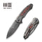 WEKNIFE Hyperactive Flipper Knife Polished Gray Orange Peel Textured Titanium Handle With Lava Flow Fat Carbon Fiber Inlay (3.8" Polished Gray Vanax Blade) WE23030-2