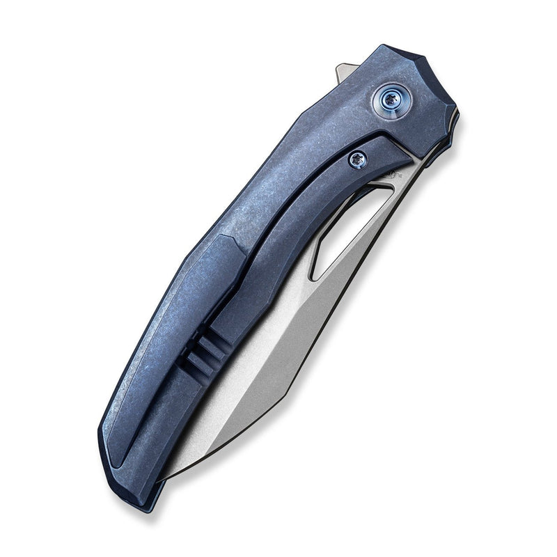 WEKNIFE Ignio Flipper & Thumb Hole Knife Blue Titanium Handle (3.3" Stonewashed CPM 20CV Blade) WE22042B-3