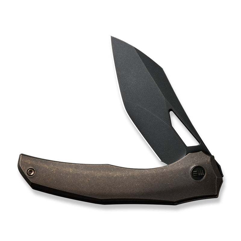 WEKNIFE Ignio Flipper & Thumb Hole Knife Bronze Titanium Handle (3.3" Black Stonewashed CPM 20CV Blade) WE22042B-2