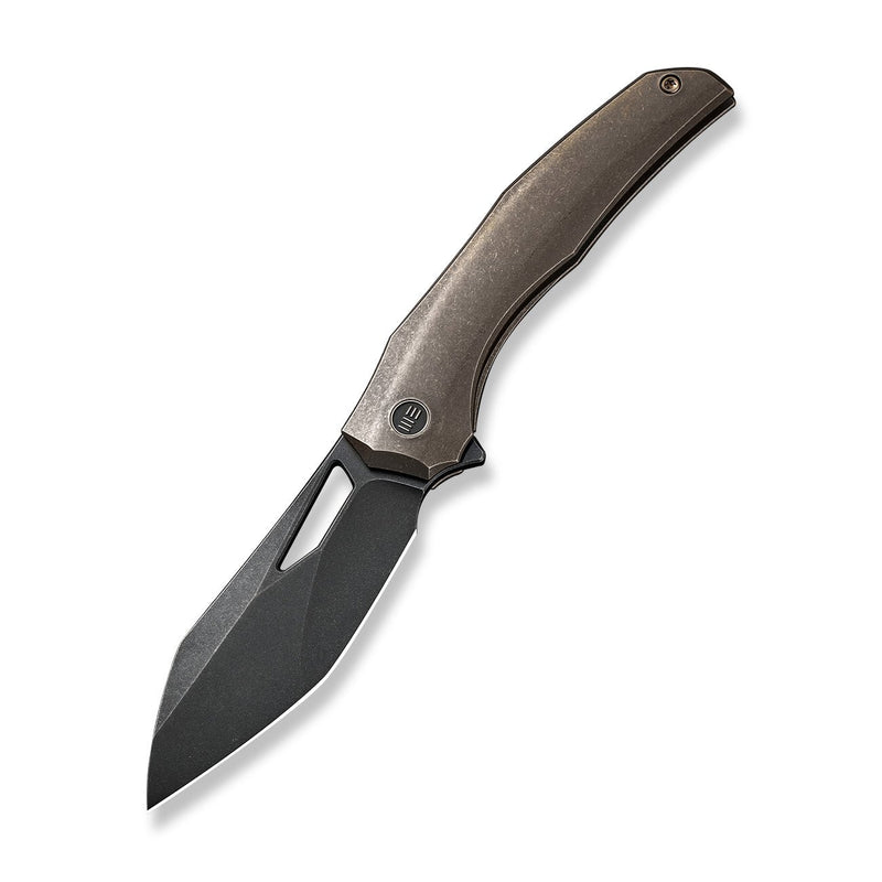 WEKNIFE Ignio Flipper & Thumb Hole Knife Bronze Titanium Handle (3.3" Black Stonewashed CPM 20CV Blade) WE22042B-2