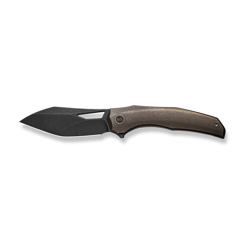 WEKNIFE Ignio Flipper & Thumb Hole Knife Bronze Titanium Handle (3.3" Black Stonewashed CPM 20CV Blade) WE22042B-2