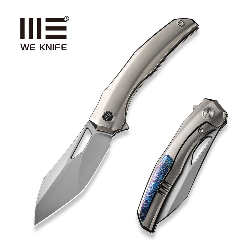 WEKNIFE Ignio Flipper & Thumb Hole Knife Polished Bead Blasted Titanium Handle (3.3" Silver Bead Blasted CPM 20CV Blade) WE22042B-4