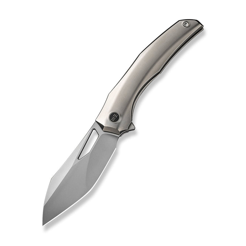 WEKNIFE Ignio Flipper & Thumb Hole Knife Polished Bead Blasted Titanium Handle (3.3" Silver Bead Blasted CPM 20CV Blade) WE22042B-4