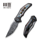 WEKNIFE Magnetron Flipper Knife Black Titanium Handle With Nebula Fat Carbon Fiber Inlay (3.76" Heimskringla Damasteel Blade) WE18058-DS1