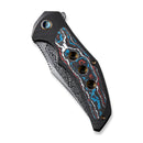 WEKNIFE Magnetron Flipper Knife Black Titanium Handle With Nebula Fat Carbon Fiber Inlay (3.76" Heimskringla Damasteel Blade) WE18058-DS1