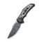 WEKNIFE Magnetron Flipper Knife Black Titanium Handle With Nebula Fat Carbon Fiber Inlay (3.76" Heimskringla Damasteel Blade) WE18058-DS1