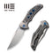 WEKNIFE Magnetron Flipper Knife Gray Titanium Handle With Aluminum Foil Carbon Fiber Inlay (3.76" Hand Rubbed Satin CPM 20CV Blade) WE18058-1