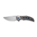 WEKNIFE Magnetron Flipper Knife Gray Titanium Handle With Aluminum Foil Carbon Fiber Inlay (3.76" Hand Rubbed Satin CPM 20CV Blade) WE18058-1