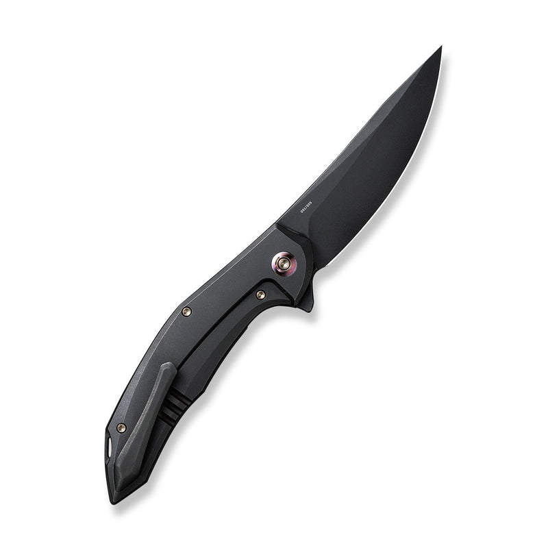 WEKNIFE Merata Flipper Knife Black Titanium Handle (3.68" Black Stonewashed CPM 20CV Blade) WE22008A-1