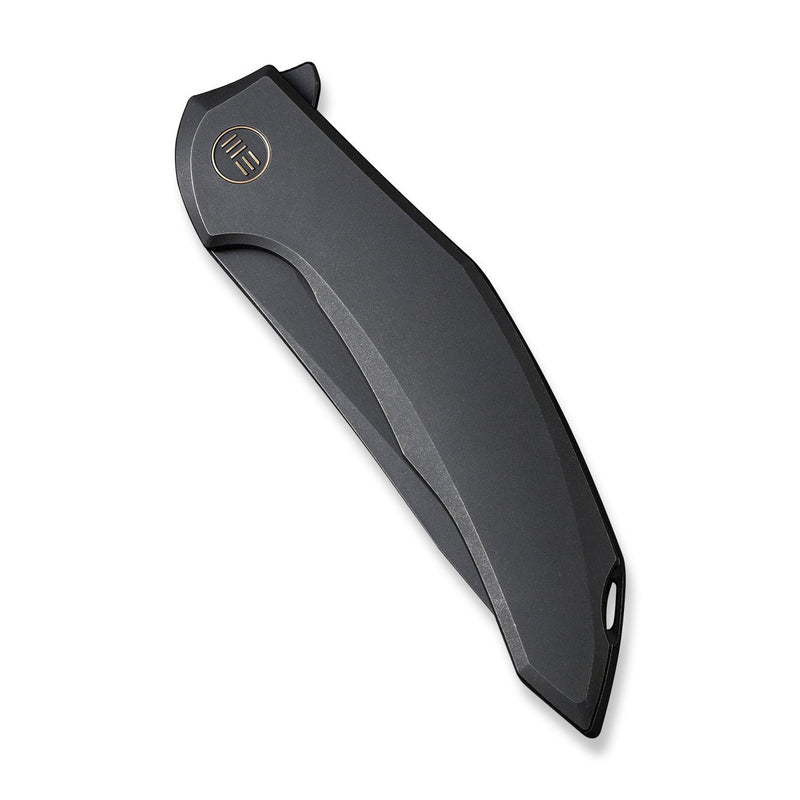 WEKNIFE Merata Flipper Knife Black Titanium Handle (3.68" Black Stonewashed CPM 20CV Blade) WE22008A-1