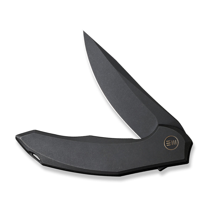 WEKNIFE Merata Flipper Knife Black Titanium Handle (3.68" Black Stonewashed CPM 20CV Blade) WE22008A-1