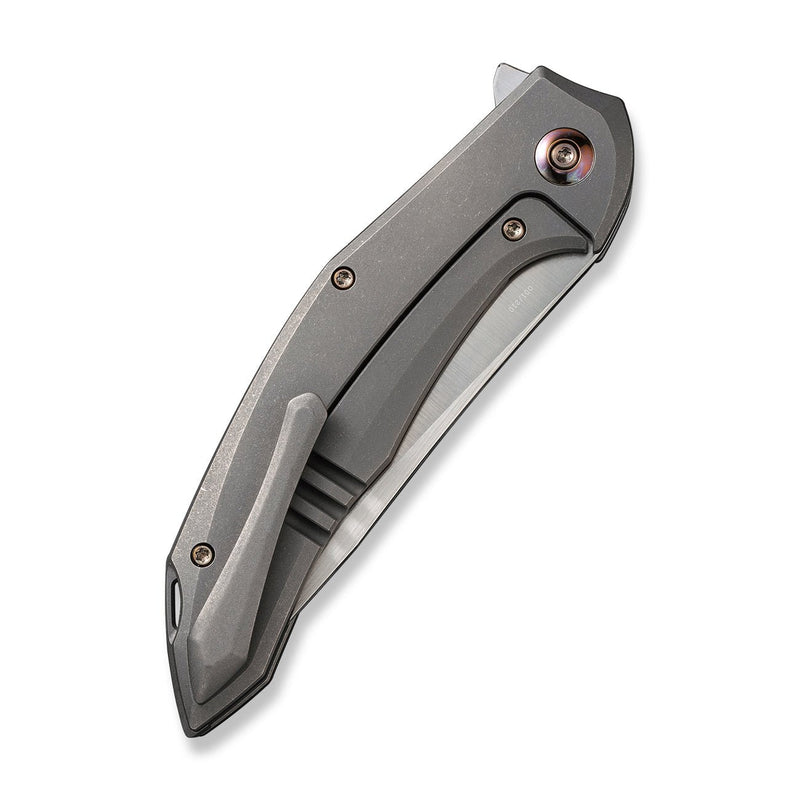 WEKNIFE Merata Flipper Knife Gray Titanium Handle (3.68" Hand Rubbed Satin CPM 20CV Blade) WE22008A-2