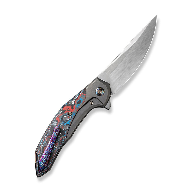 WEKNIFE Merata Flipper Knife Gray Titanium Handle With Nebula Fat Carbon Fiber Inlay (3.68" Hand Rubbed Satin CPM 20CV Blade) WE22008B-2