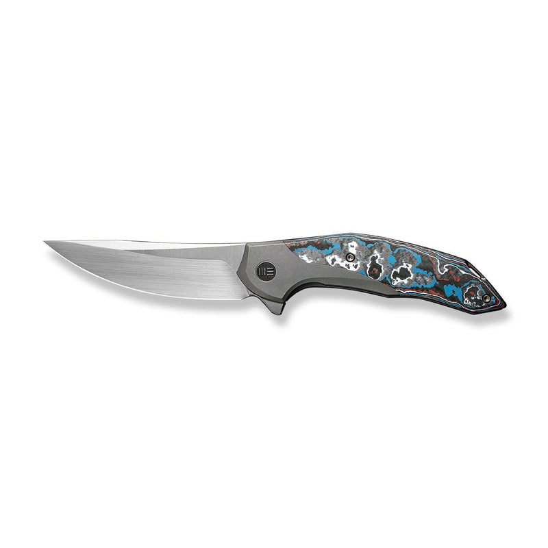 WEKNIFE Merata Flipper Knife Gray Titanium Handle With Nebula Fat Carbon Fiber Inlay (3.68" Hand Rubbed Satin CPM 20CV Blade) WE22008B-2