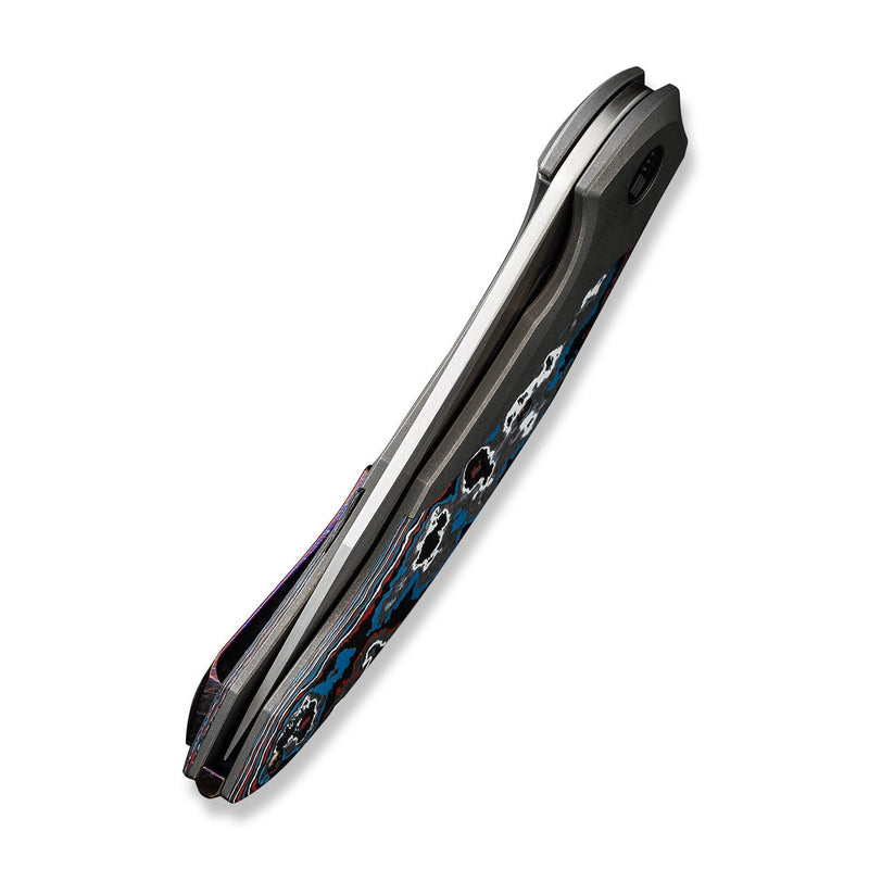 WEKNIFE Merata Flipper Knife Gray Titanium Handle With Nebula Fat Carbon Fiber Inlay (3.68" Hand Rubbed Satin CPM 20CV Blade) WE22008B-2