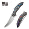 WEKNIFE Merata Flipper Knife Gray Titanium Handle With Nebula Fat Carbon Fiber Inlay (3.68" Hand Rubbed Satin CPM 20CV Blade) WE22008B-2