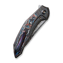 WEKNIFE Merata Flipper Knife Tiger Stripe Pattern Flamed Titanium Handle With Nebula Fat Carbon Fiber Inlay (3.68" Heimskringla Damasteel Blade) WE22008B-DS1