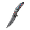 WEKNIFE Merata Flipper Knife Tiger Stripe Pattern Flamed Titanium Handle With Nebula Fat Carbon Fiber Inlay (3.68" Heimskringla Damasteel Blade) WE22008B-DS1