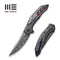 WEKNIFE Merata Flipper Knife Tiger Stripe Pattern Flamed Titanium Handle With Nebula Fat Carbon Fiber Inlay (3.68" Heimskringla Damasteel Blade) WE22008B-DS1