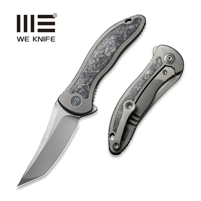 WEKNIFE Mini Synergy Flipper Knife Titanium Integral Handle With Carbon Fiber Inlay (2.93" CPM 20CV Blade) 2012CF-A