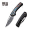 WEKNIFE Nefaris Button Lock Knife Black Titanium Handle With Nebula Fat Carbon Fiber Inlay (3.48" Heimskringla Damasteel Blade) WE22040F-DS1