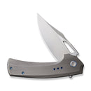 WEKNIFE Nefaris Button Lock Knife Gray Hand Rubbed Titanium Handle (3.48" Hand Rubbed Satin CPM 20CV Blade) WE22040D-1