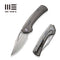 WEKNIFE Nefaris Button Lock Knife Gray Hand Rubbed Titanium Handle (3.48" Hand Rubbed Satin CPM 20CV Blade) WE22040D-1