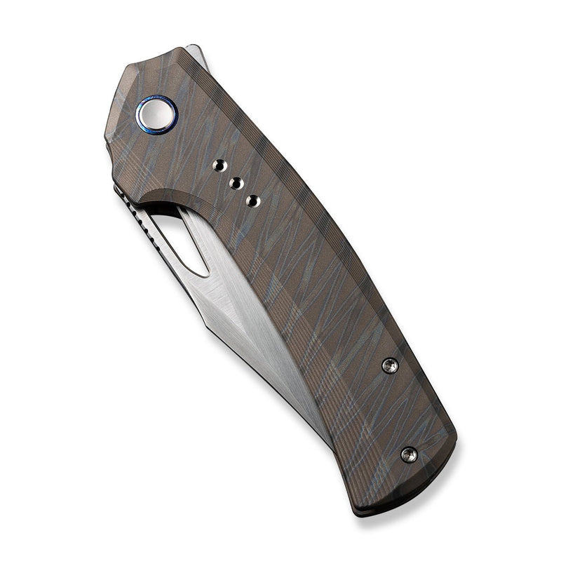 WEKNIFE Nefaris Flipper Knife Tiger Stripe Pattern Flamed Titanium Handle (3.48" Hand Rubbed Satin CPM 20CV Blade) WE22040D-4