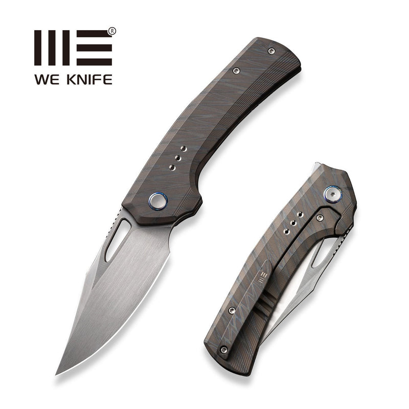 WEKNIFE Nefaris Flipper Knife Tiger Stripe Pattern Flamed Titanium Handle (3.48" Hand Rubbed Satin CPM 20CV Blade) WE22040D-4