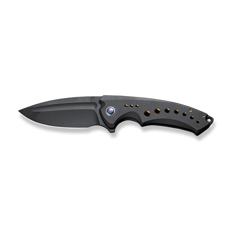 WEKNIFE Nexusia Flipper Knife Black Titanium Handle (3.48" Black Stonewashed CPM 20CV Blade) WE22044-1