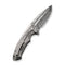 WEKNIFE Nexusia Flipper Knife Polished Bead Blasted Titanium Handle (3.48" Heimskringla Damasteel Blade) WE22044-DS1