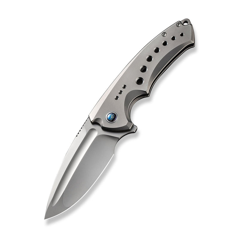 WEKNIFE Nexusia Flipper Knife Polished Bead Blasted Titanium Handle (3.48" Polished Bead Blasted CPM 20CV Blade) WE22044-4