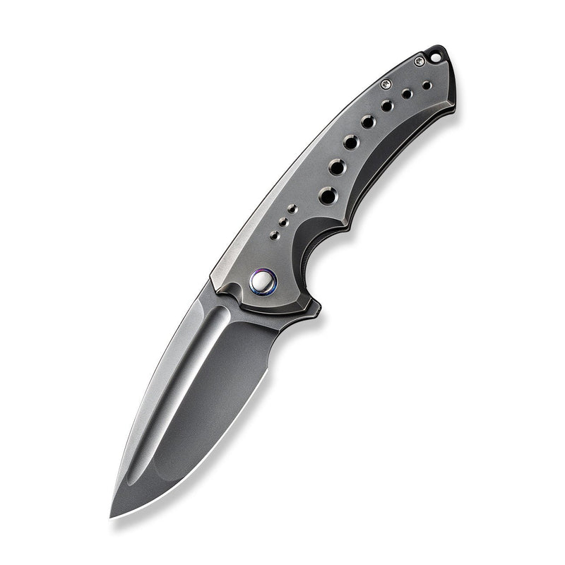 WEKNIFE Nexusia Flipper Knife Polished Gray Titanium Handle (3.48" Polished Gray CPM 20CV Blade) WE22044-6