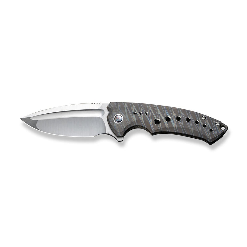 WEKNIFE Nexusia Flipper Knife Tiger Stripe Pattern Flamed Titanium Handle (3.48" Hand Polished Satin CPM 20CV Blade) WE22044-3