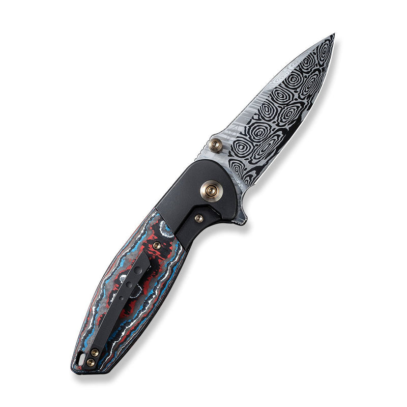 WEKNIFE Nitro Mini Flipper & Thumb Stud Knife Titanium Handle With Carbon Fiber Inlay (3.13" Damasteel Blade) WE22015-DS1