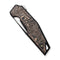 WEKNIFE OAO (One and Only) Flipper Knife Black Titanium Integral Handle With Copper Foil Carbon Fiber Inlay (3.4" Black Stonewashed CPM 20CV Blade, Satin Flat) WE23001-2, With An Extra Left Carry Titanium Pocket Clip And Insert