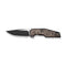 WEKNIFE OAO (One and Only) Flipper Knife Black Titanium Integral Handle With Copper Foil Carbon Fiber Inlay (3.4" Black Stonewashed CPM 20CV Blade, Satin Flat) WE23001-2, With An Extra Left Carry Titanium Pocket Clip And Insert