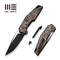 WEKNIFE OAO (One and Only) Flipper Knife Black Titanium Integral Handle With Copper Foil Carbon Fiber Inlay (3.4" Black Stonewashed CPM 20CV Blade, Satin Flat) WE23001-2, With An Extra Left Carry Titanium Pocket Clip And Insert