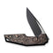 WEKNIFE OAO (One and Only) Flipper Knife Black Titanium Integral Handle With Copper Foil Carbon Fiber Inlay (3.4" Black Stonewashed CPM 20CV Blade, Satin Flat) WE23001-2, With An Extra Left Carry Titanium Pocket Clip And Insert