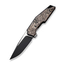 WEKNIFE OAO (One and Only) Flipper Knife Black Titanium Integral Handle With Copper Foil Carbon Fiber Inlay (3.4" Black Stonewashed CPM 20CV Blade, Satin Flat) WE23001-2, With An Extra Left Carry Titanium Pocket Clip And Insert